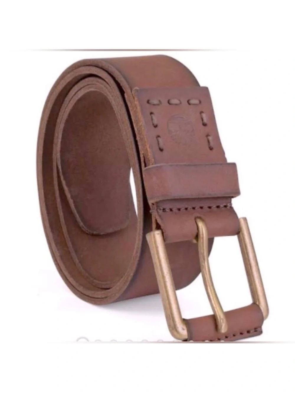 Timberland Brown Leather Belt with Brass Buckle